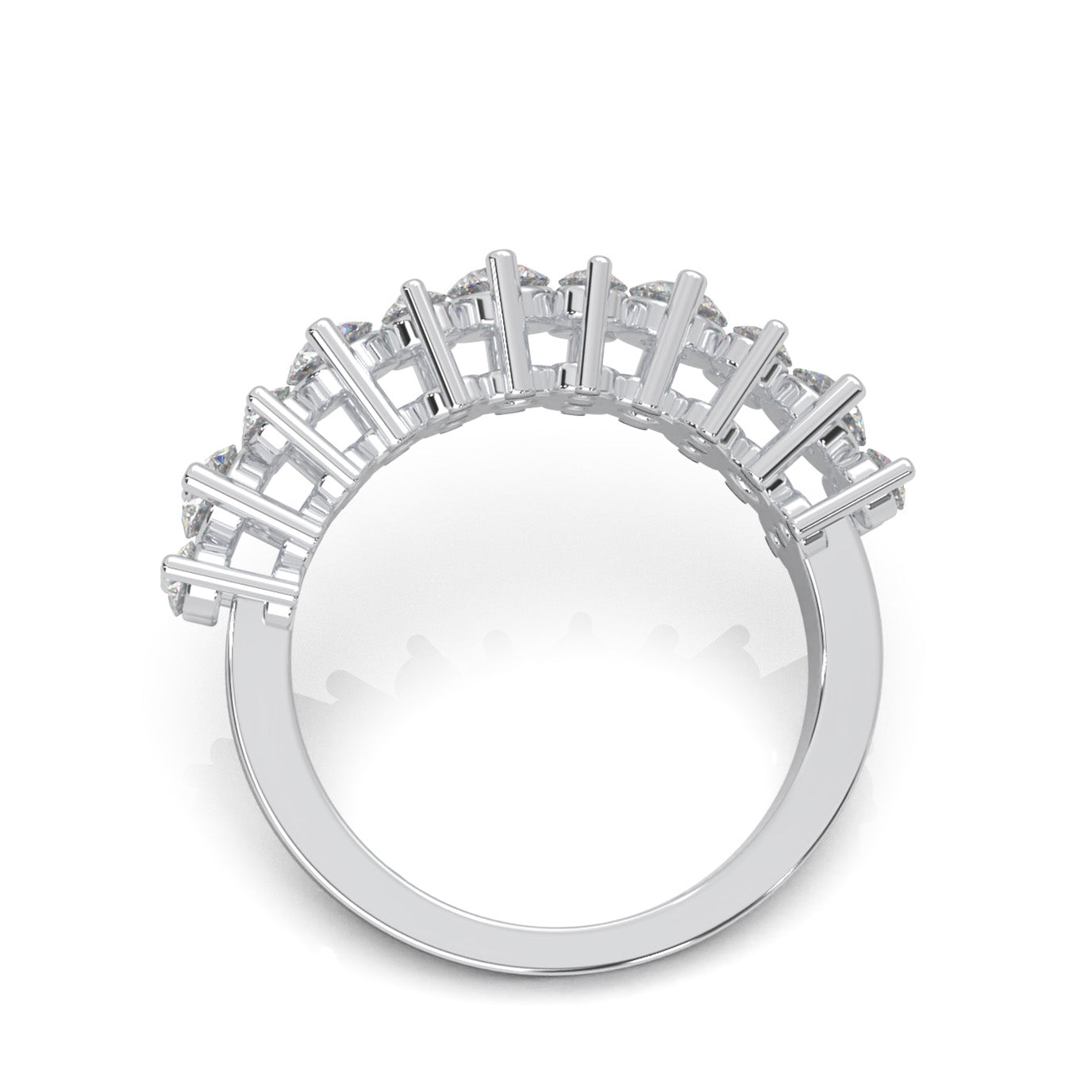 1.30 ct Natural Diamond Round Cut Alternating Womens Wedding Band in 10k White Gold