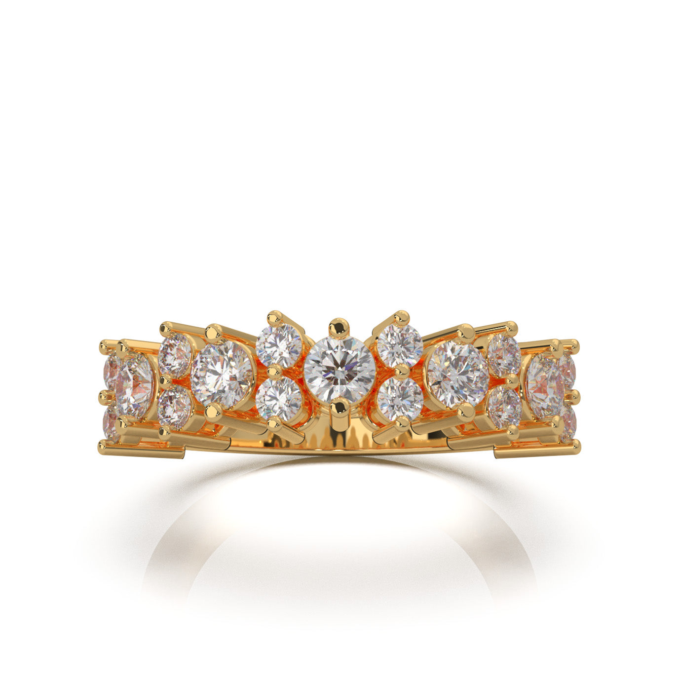 1.30 ct Moissanite Round Cut Alternating Womens Wedding Band in 14k Yellow Gold