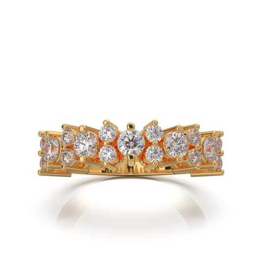 1.30 ct Natural Diamond Round Cut Alternating Womens Wedding Band in 14k Yellow Gold