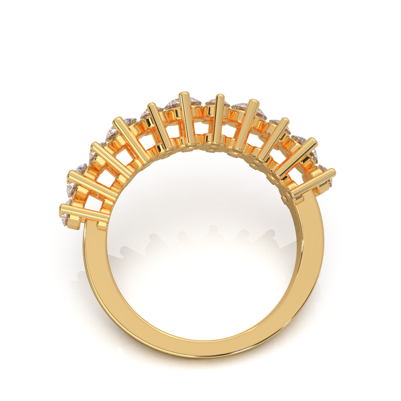 1.30 ct Moissanite Round Cut Alternating Womens Wedding Band in 14k Yellow Gold
