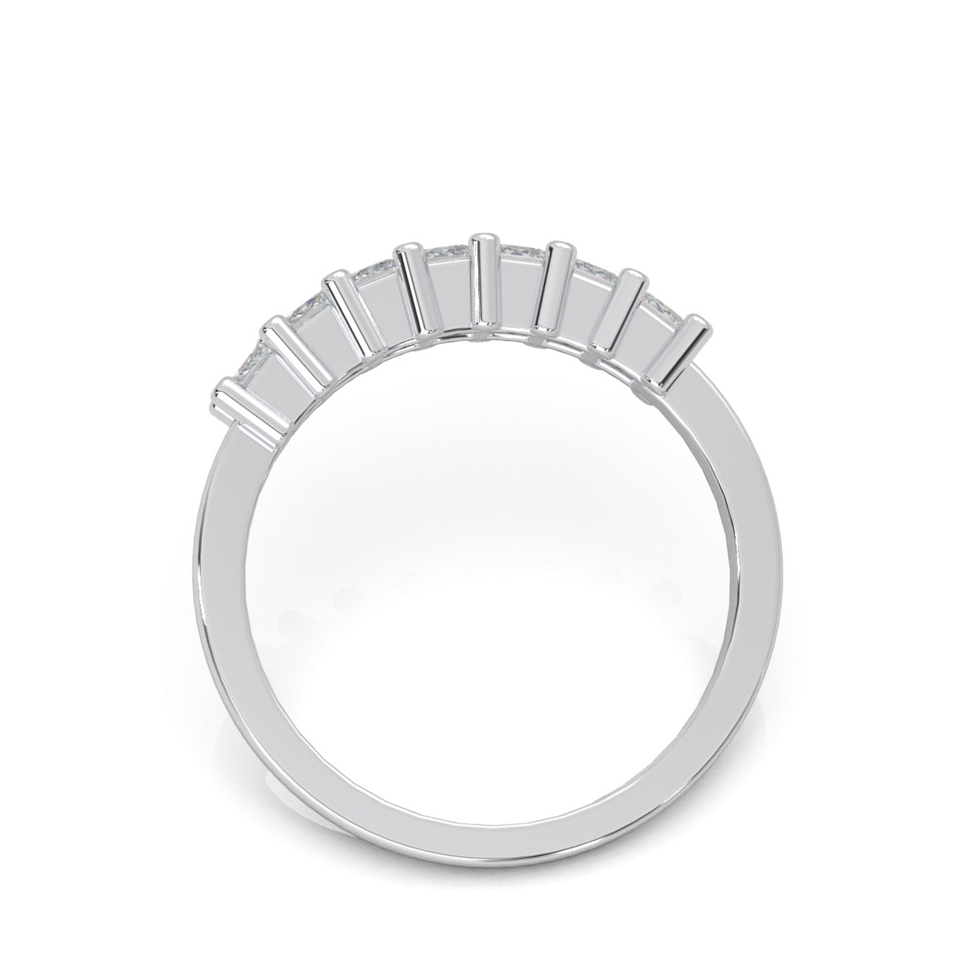 0.75 ct Lab Grown Diamond 7 Stone Princess Cut Wedding Band in 14k White Gold