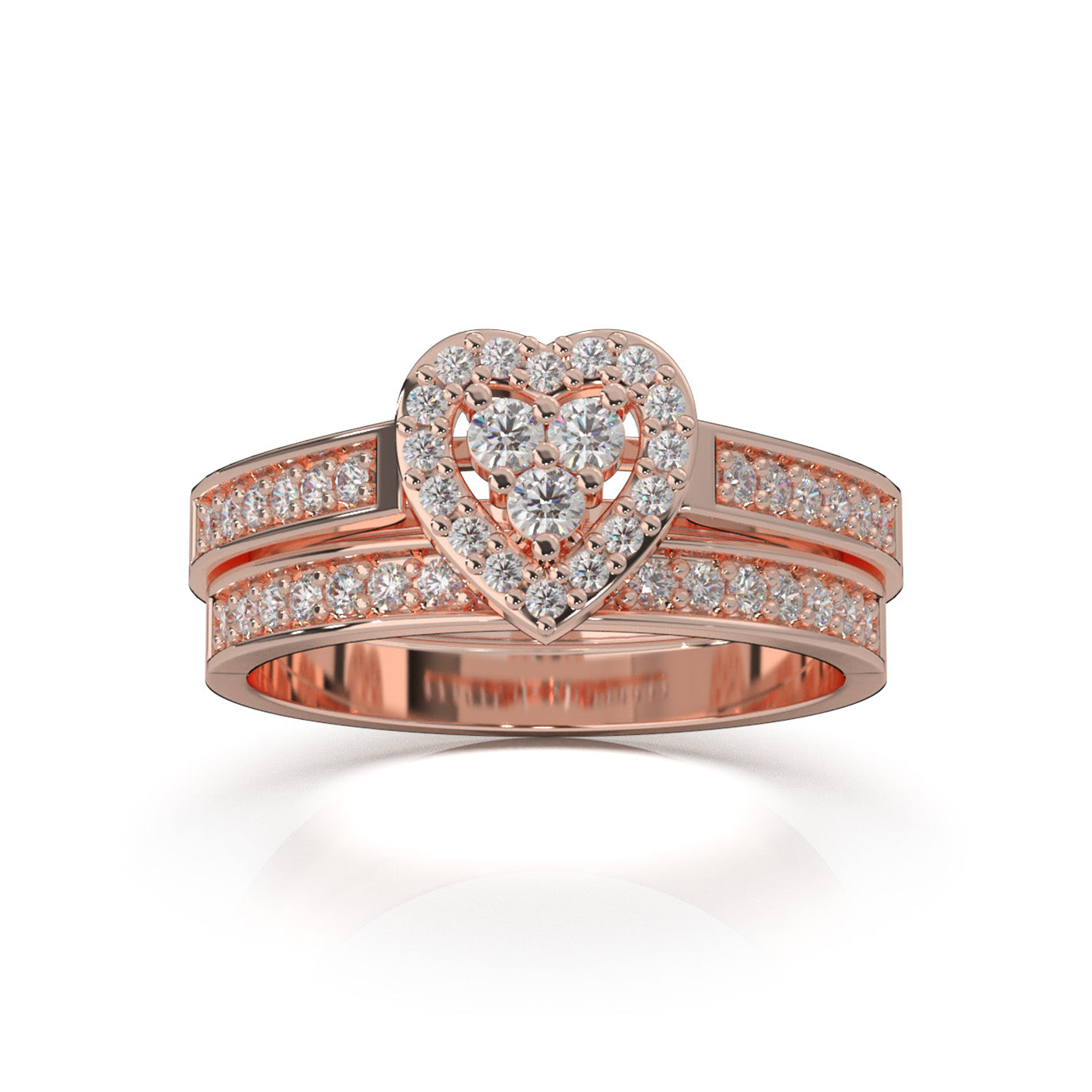 0.50 ct Natural Diamond Heart Cluster Womens Engagement Set in 10k Rose Gold
