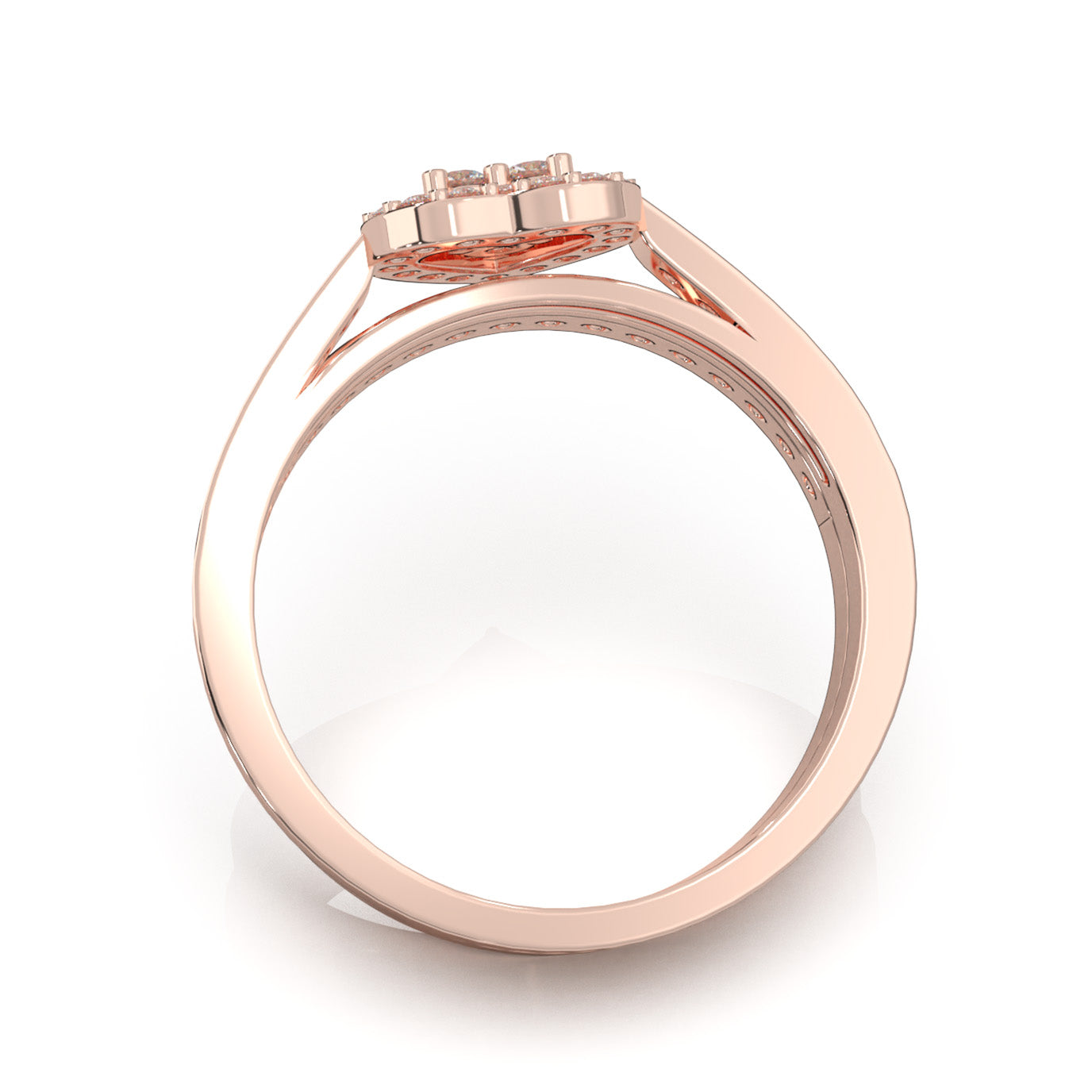 0.50 ct Natural Diamond Heart Cluster Womens Engagement Set in 14k Rose Gold