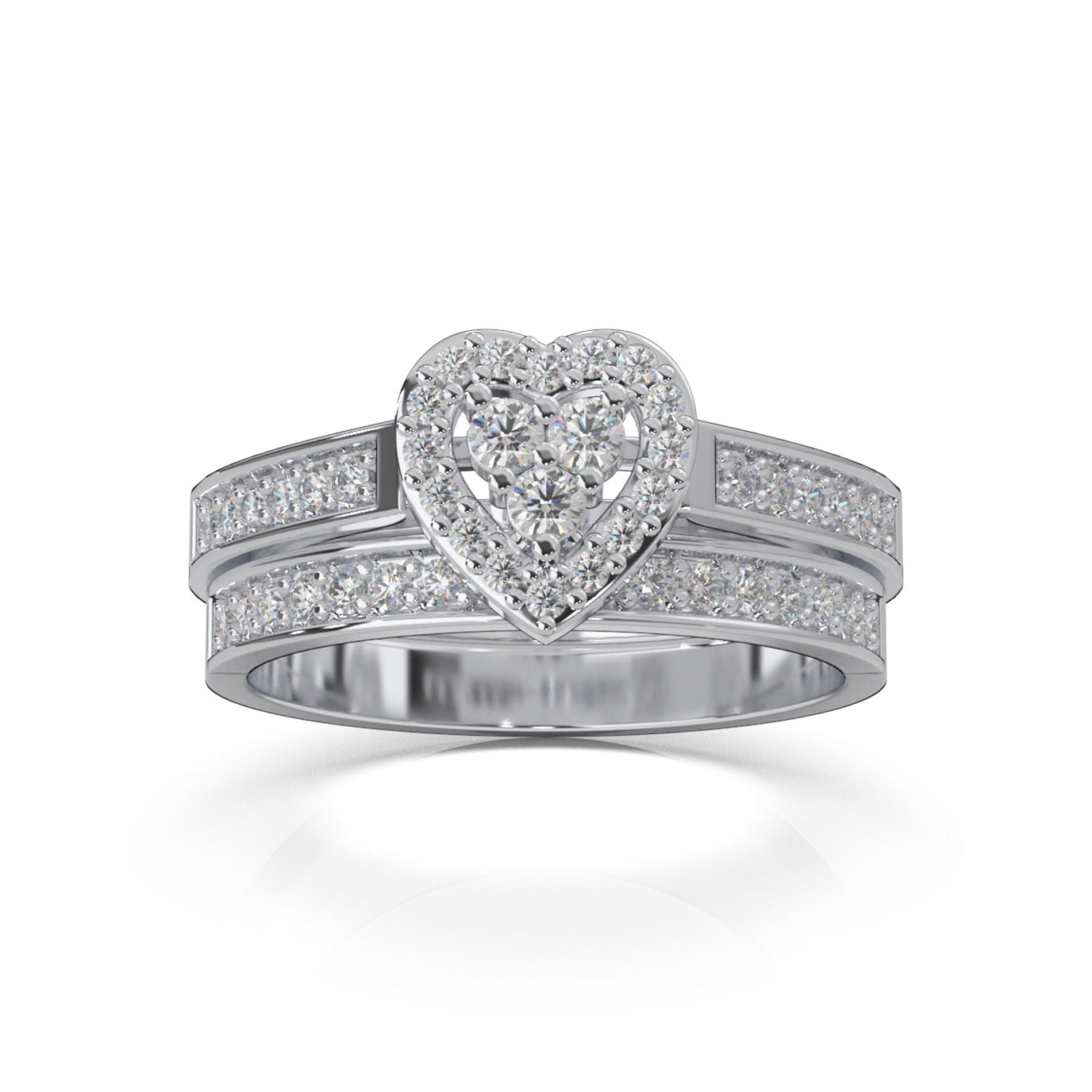 0.50 ct Moissanite Heart Cluster Womens Engagement Set in 14k White Gold