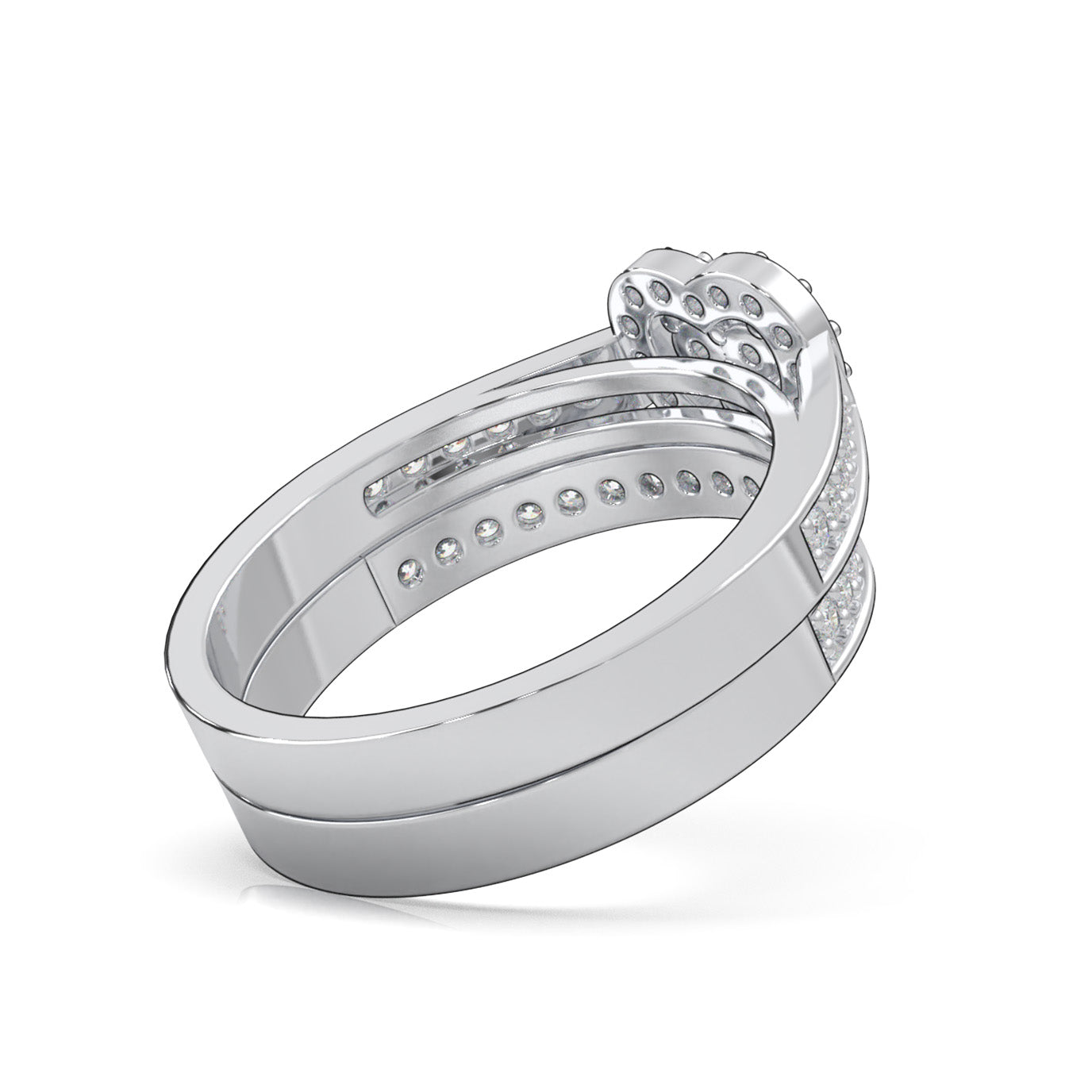 0.50 ct Moissanite Heart Cluster Womens Engagement Set in 14k White Gold
