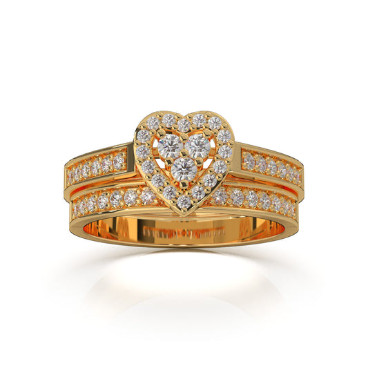 0.50 ct Lab Grown Diamond Heart Cluster Womens Engagement Set in 14k Yellow Gold