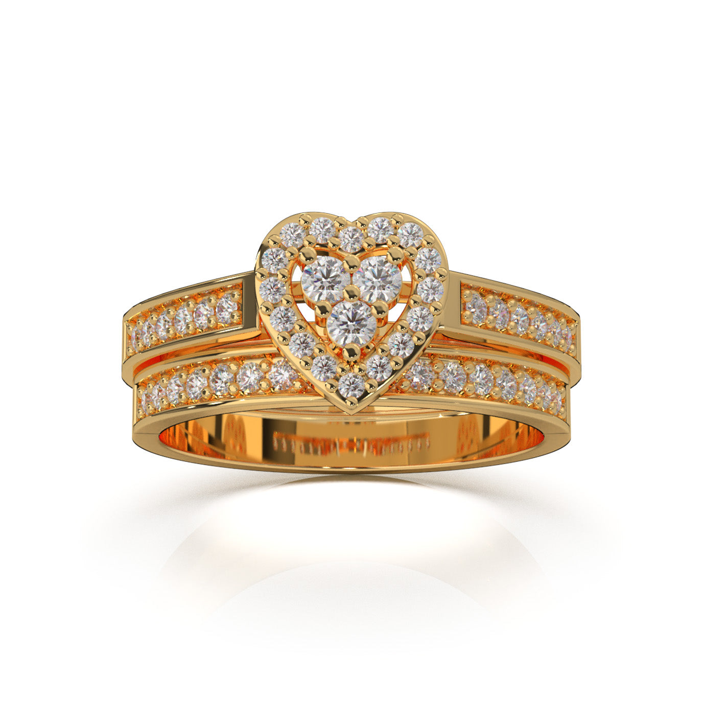 0.50 ct Lab Grown Diamond Heart Cluster Womens Engagement Set in 14k Yellow Gold