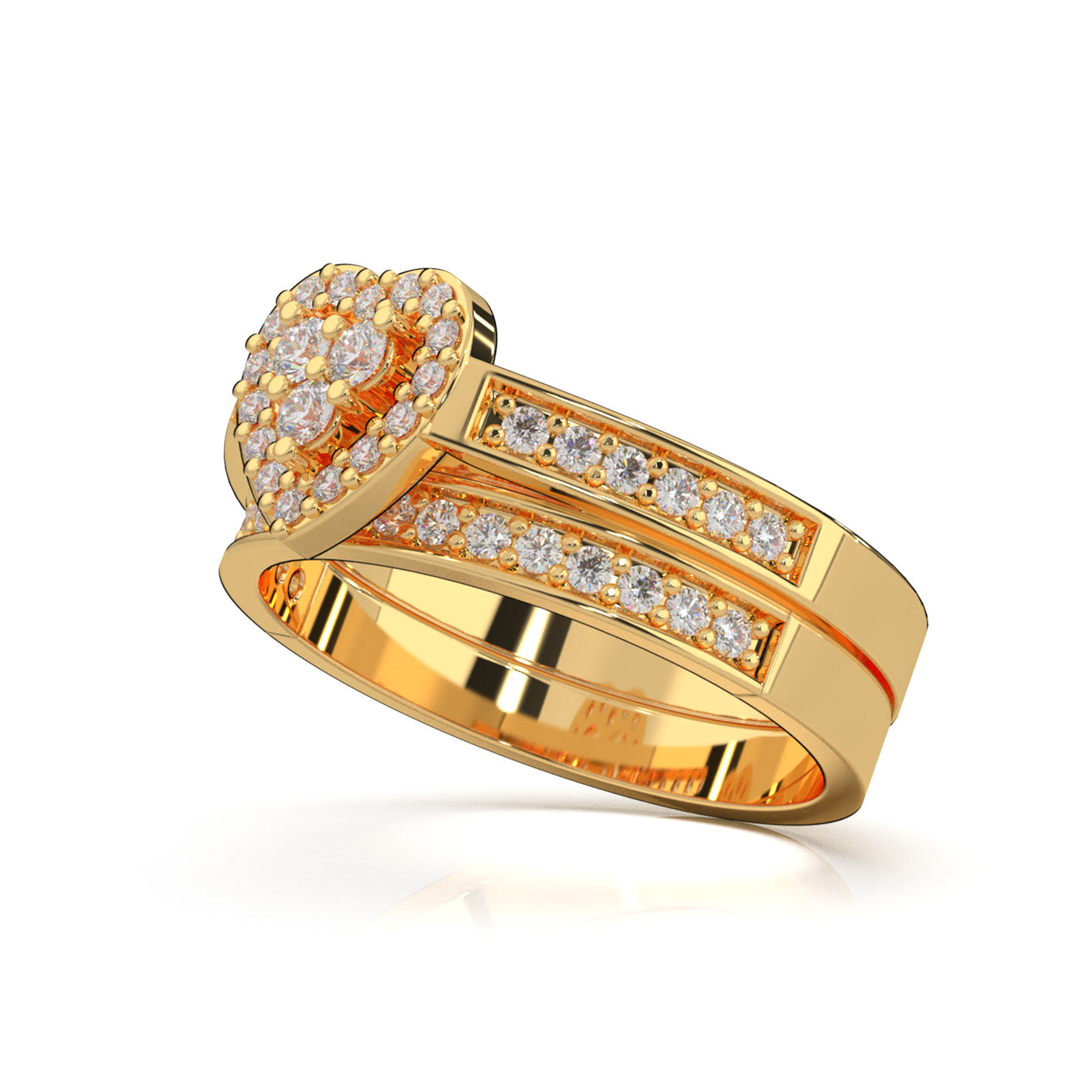 0.50 ct Lab Grown Diamond Heart Cluster Womens Engagement Set in 14k Yellow Gold