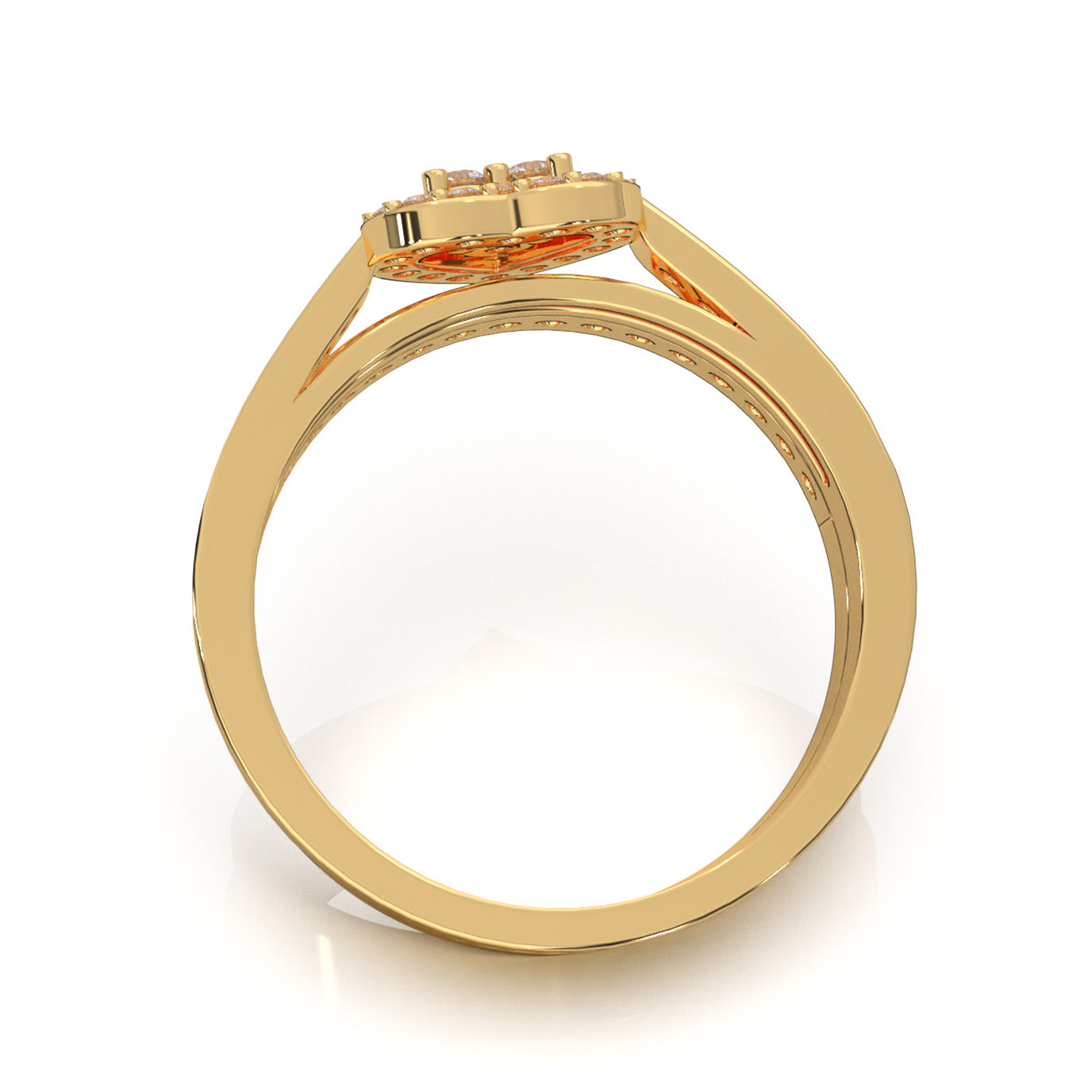 0.50 ct Natural Diamond Heart Cluster Womens Engagement Set in 14k Yellow Gold
