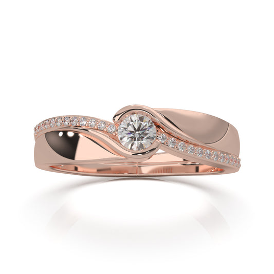0.40 ct Moissanite Couples Ring Female Twist Engagement in 14k Rose Gold