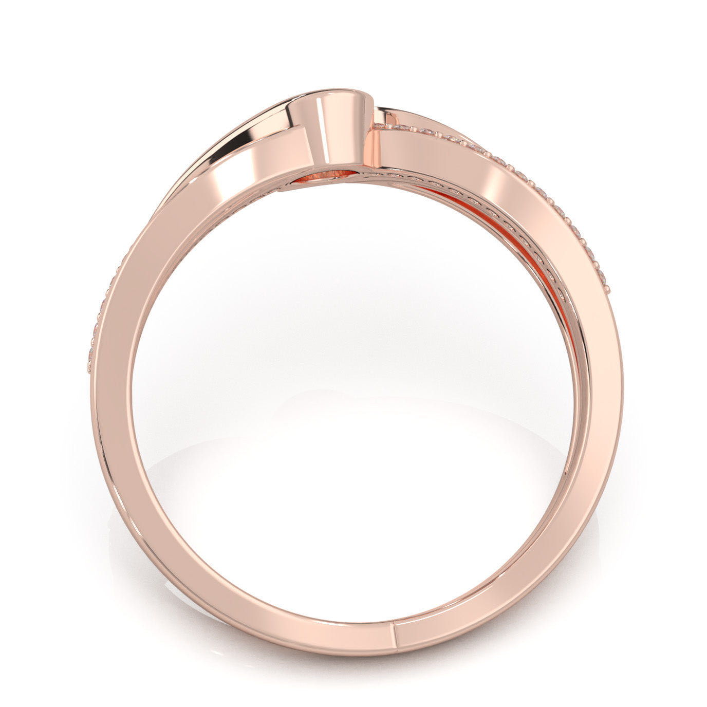 0.40 ct Moissanite Couples Ring Female Twist Engagement in 10k Rose Gold