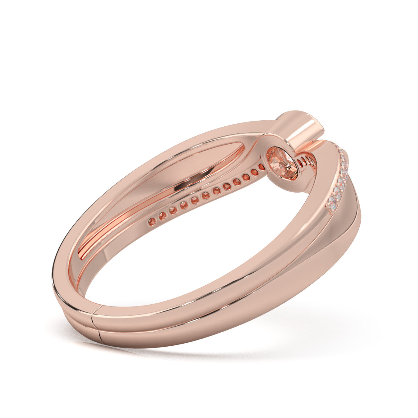 0.40 ct Natural Diamond Couples Ring Female Twist Engagement in 14k Rose Gold
