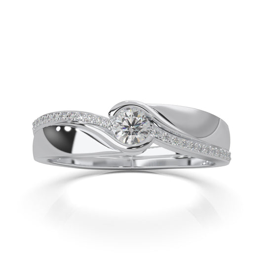 0.40 ct Natural Diamond Couples Ring Female Twist Engagement in 14k White Gold