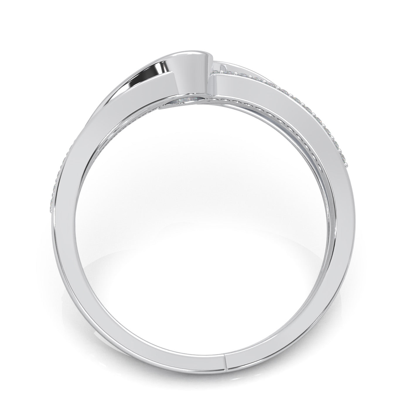 0.40 ct Moissanite Couples Ring Female Twist Engagement in 14k White Gold