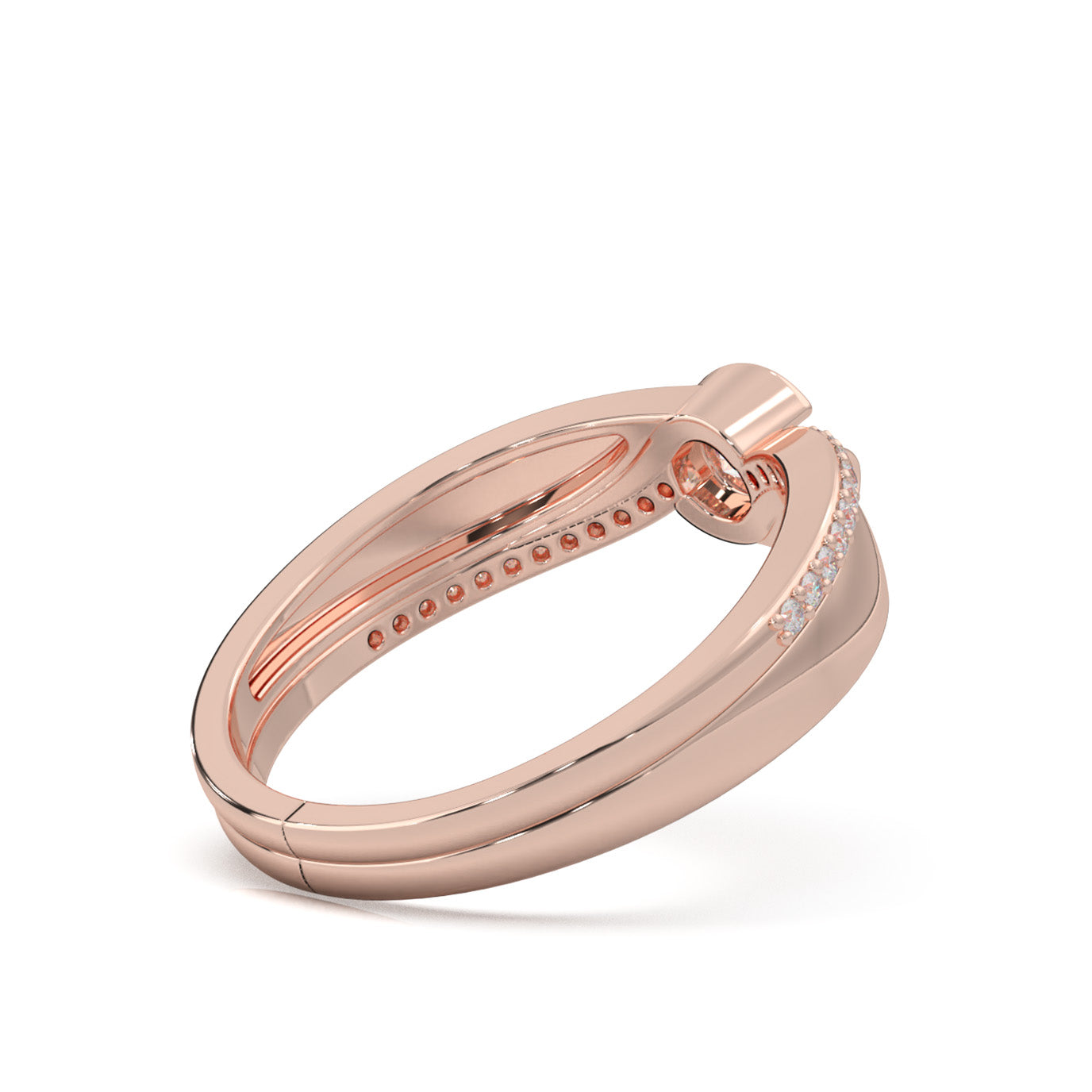 0.33 ct Natural Diamond Couples Ring Male Twist Engagement in 14k Rose Gold