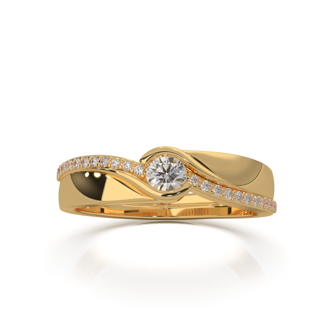 0.33 ct Natural Diamond Couples Ring Male Twist Engagement in 14k Yellow Gold