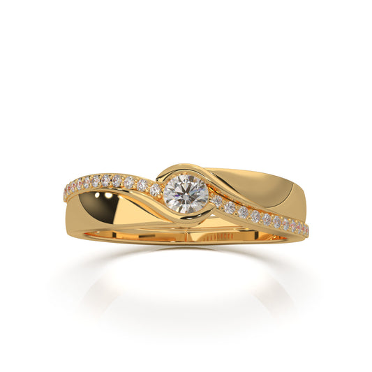 0.33 ct Lab Grown Diamond Couples Ring Male Twist Engagement in 14k Yellow Gold