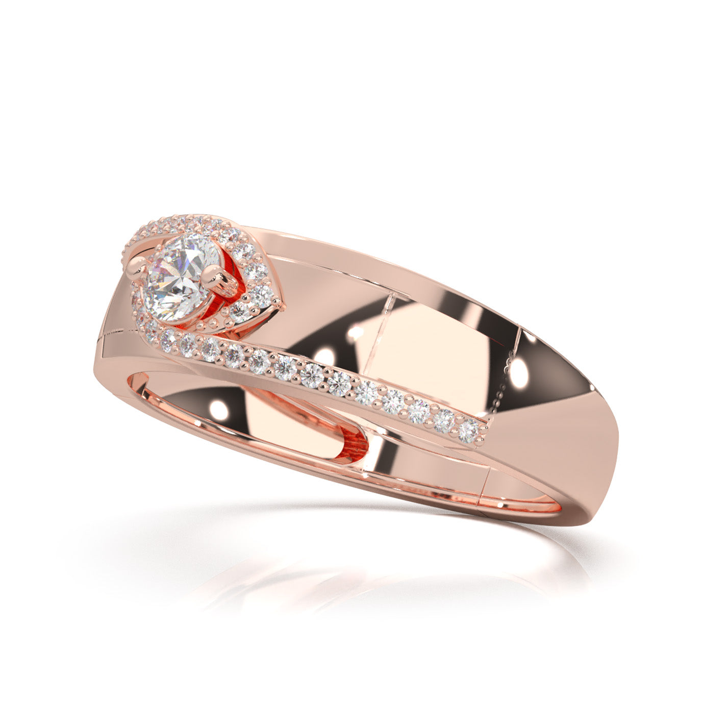 0.50 ct Moissanite Eye Twist Couples Ring Female Engagement in 10k Rose Gold