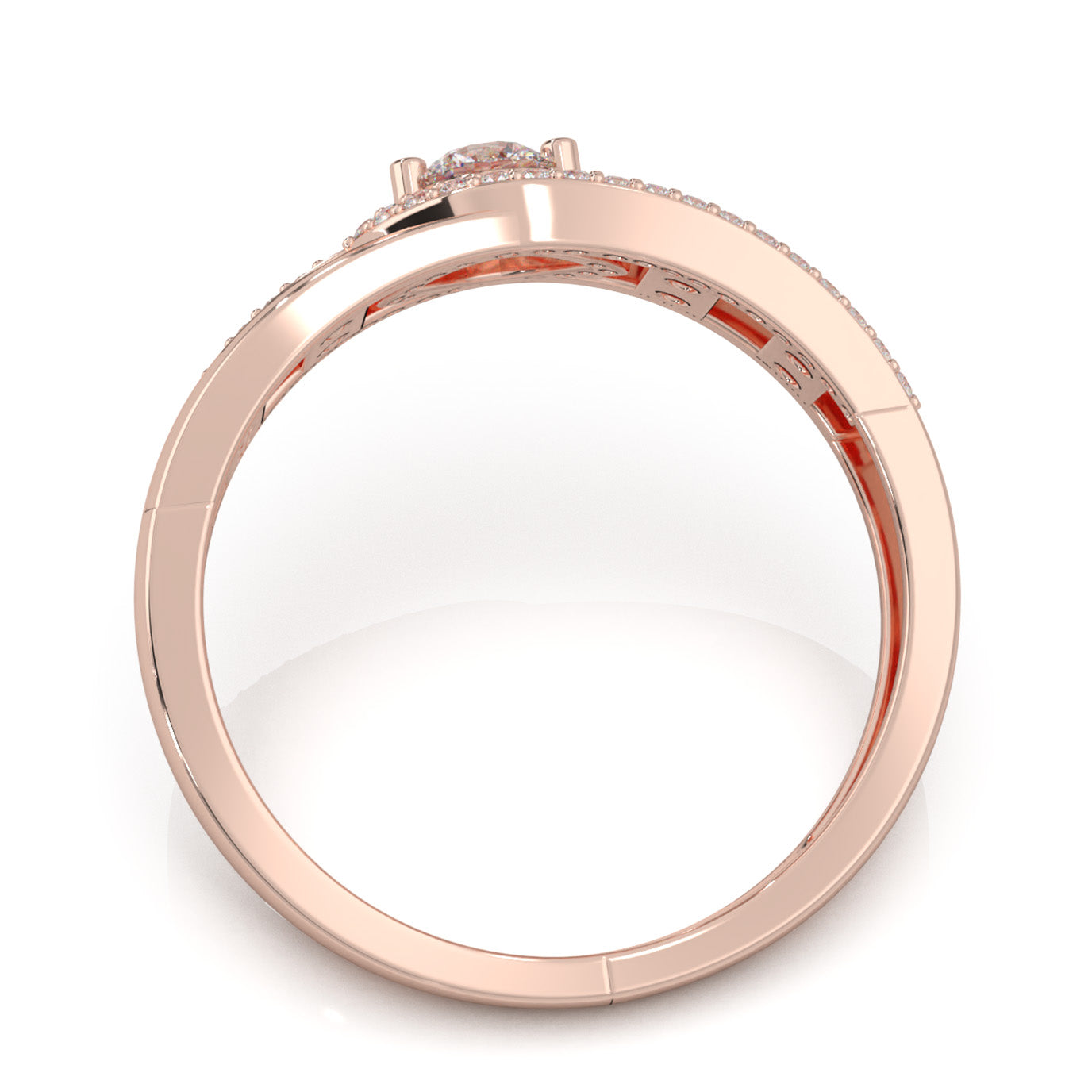 0.50 ct Natural Diamond Eye Twist Couples Ring Female Engagement in 14k Rose Gold