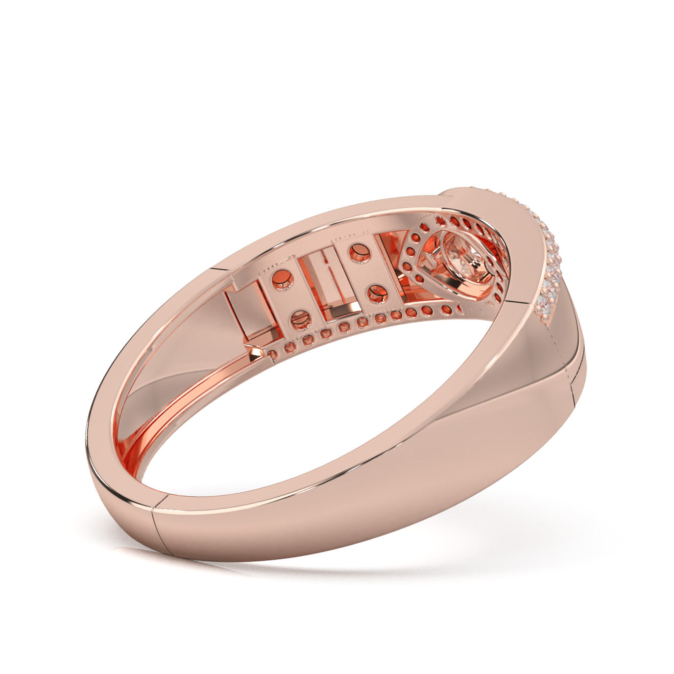 0.50 ct Natural Diamond Eye Twist Couples Ring Female Engagement in 14k Rose Gold