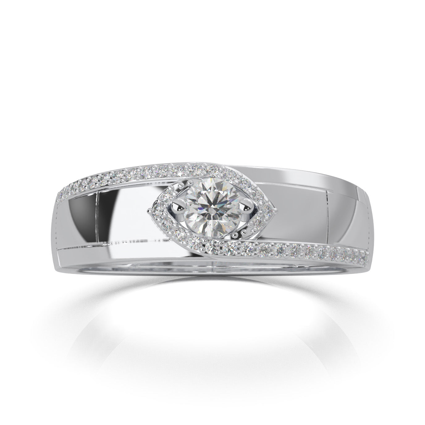 0.50 ct Natural Diamond Eye Twist Couples Ring Female Engagement in 14k White Gold