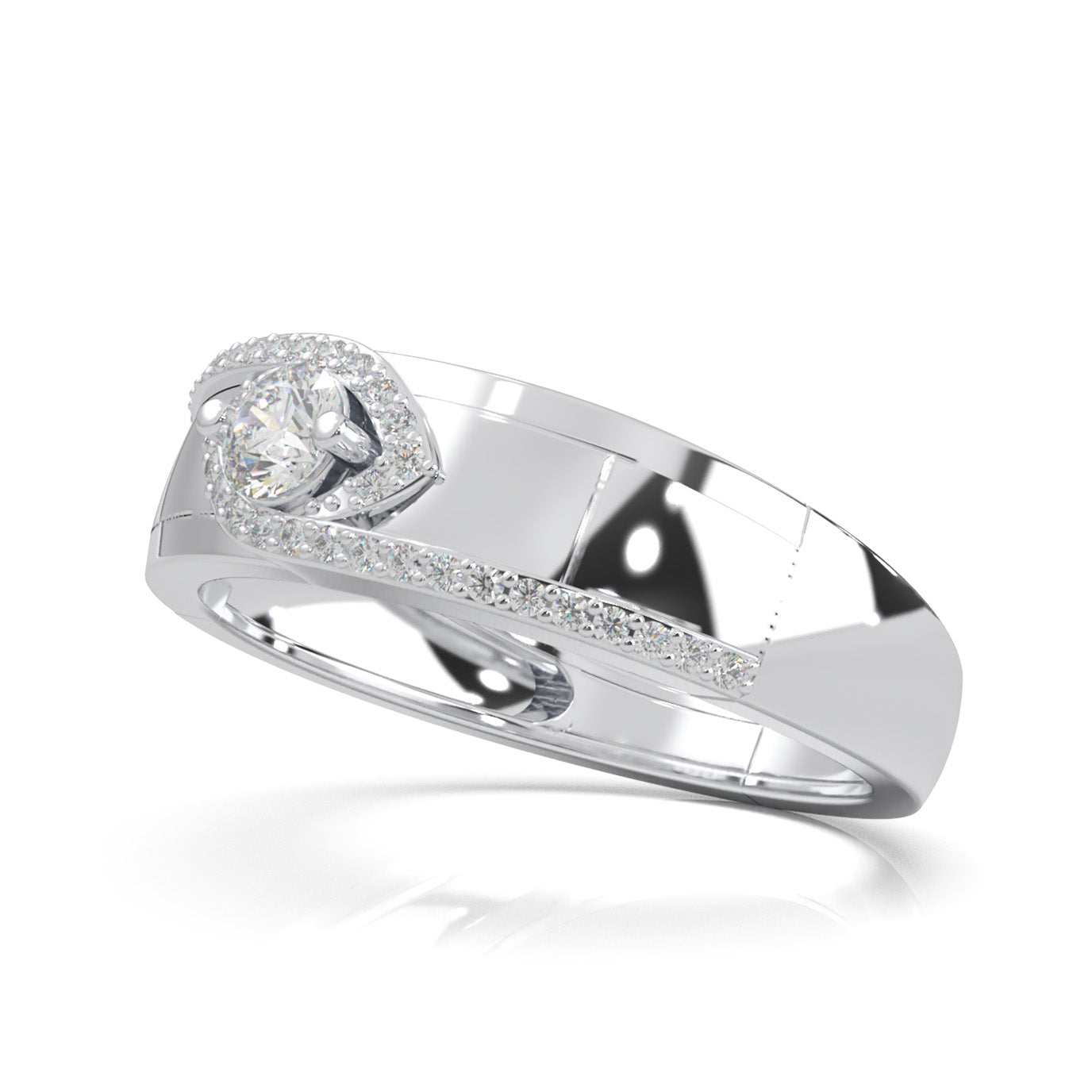 0.50 ct Natural Diamond Eye Twist Couples Ring Female Engagement in 14k White Gold