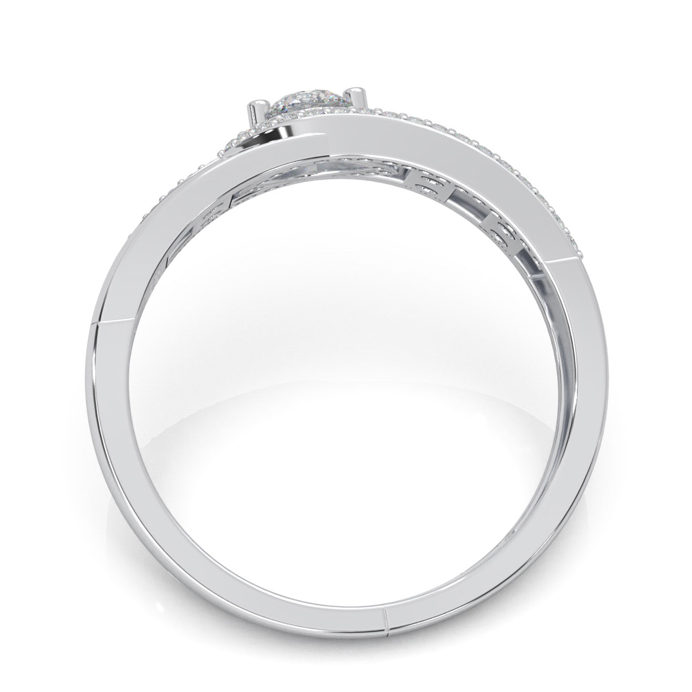 0.50 ct Natural Diamond Eye Twist Couples Ring Female Engagement in 14k White Gold