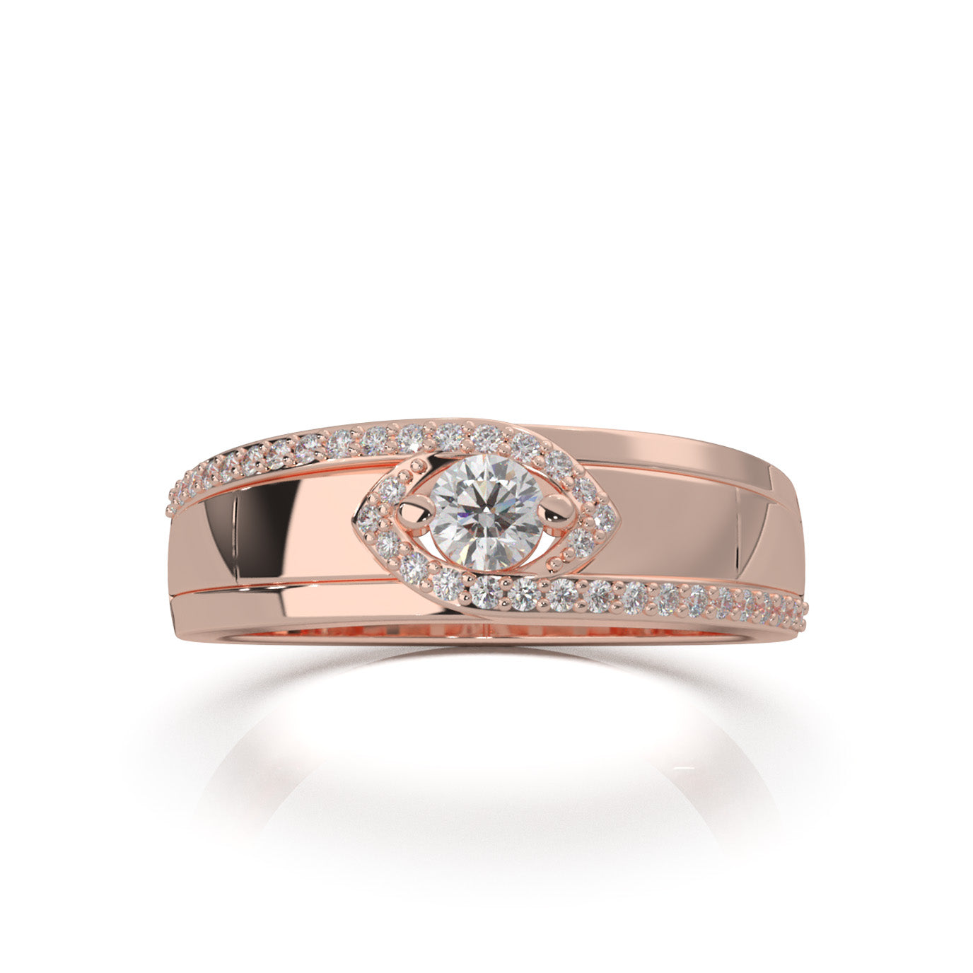 0.40 ct Natural Diamond Eye Twist Couples Ring Mens Engagement in 14k Rose Gold