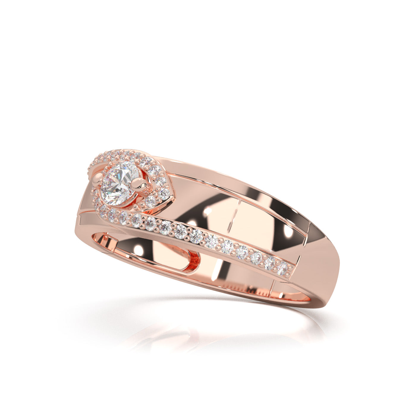 0.40 ct Moissanite Eye Twist Couples Ring Mens Engagement in 14k Rose Gold