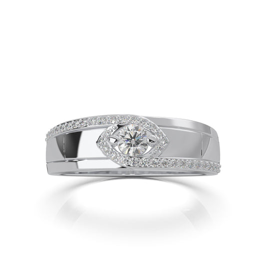 0.40 ct Moissanite Eye Twist Couples Ring Mens Engagement in 14k White Gold