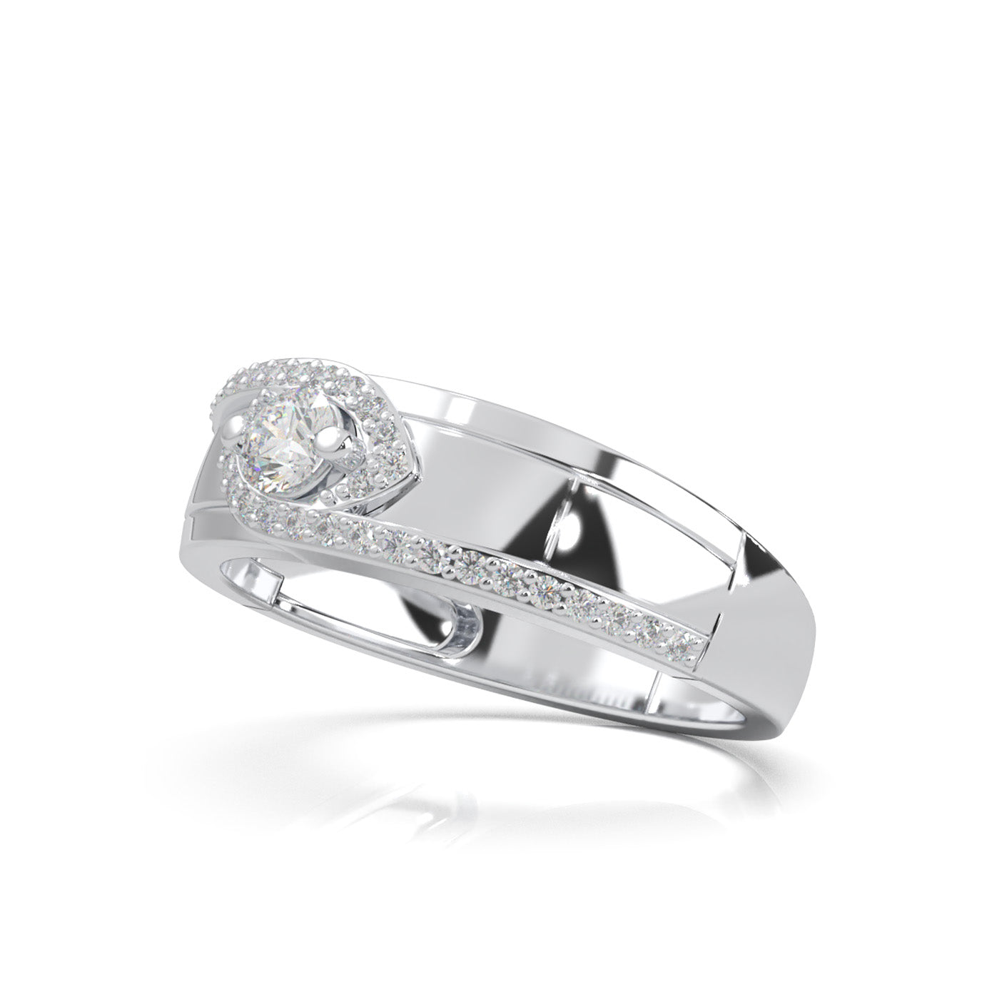 0.40 ct Moissanite Eye Twist Couples Ring Mens Engagement in 10k White Gold