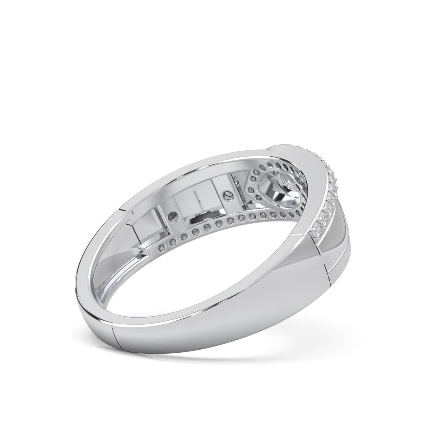 0.40 ct Moissanite Eye Twist Couples Ring Mens Engagement in 14k White Gold