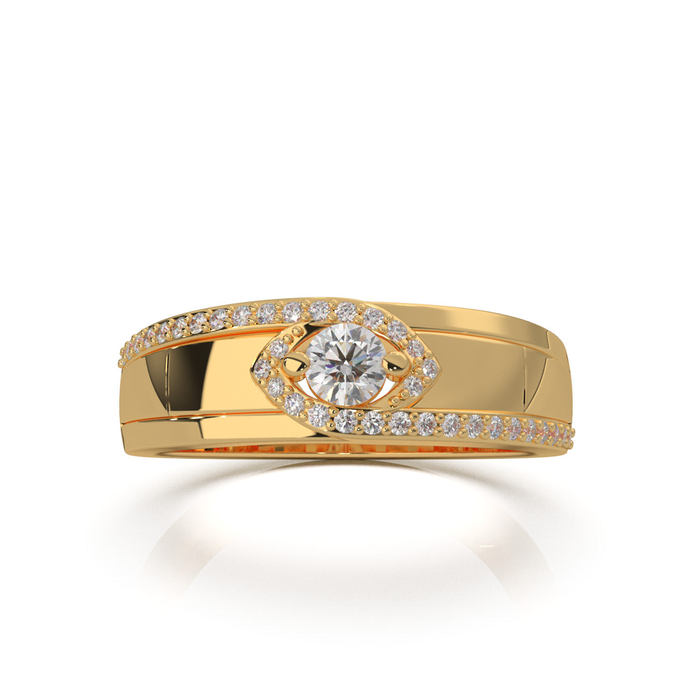 0.40 ct Natural Diamond Eye Twist Couples Ring Mens Engagement in 14k Yellow Gold
