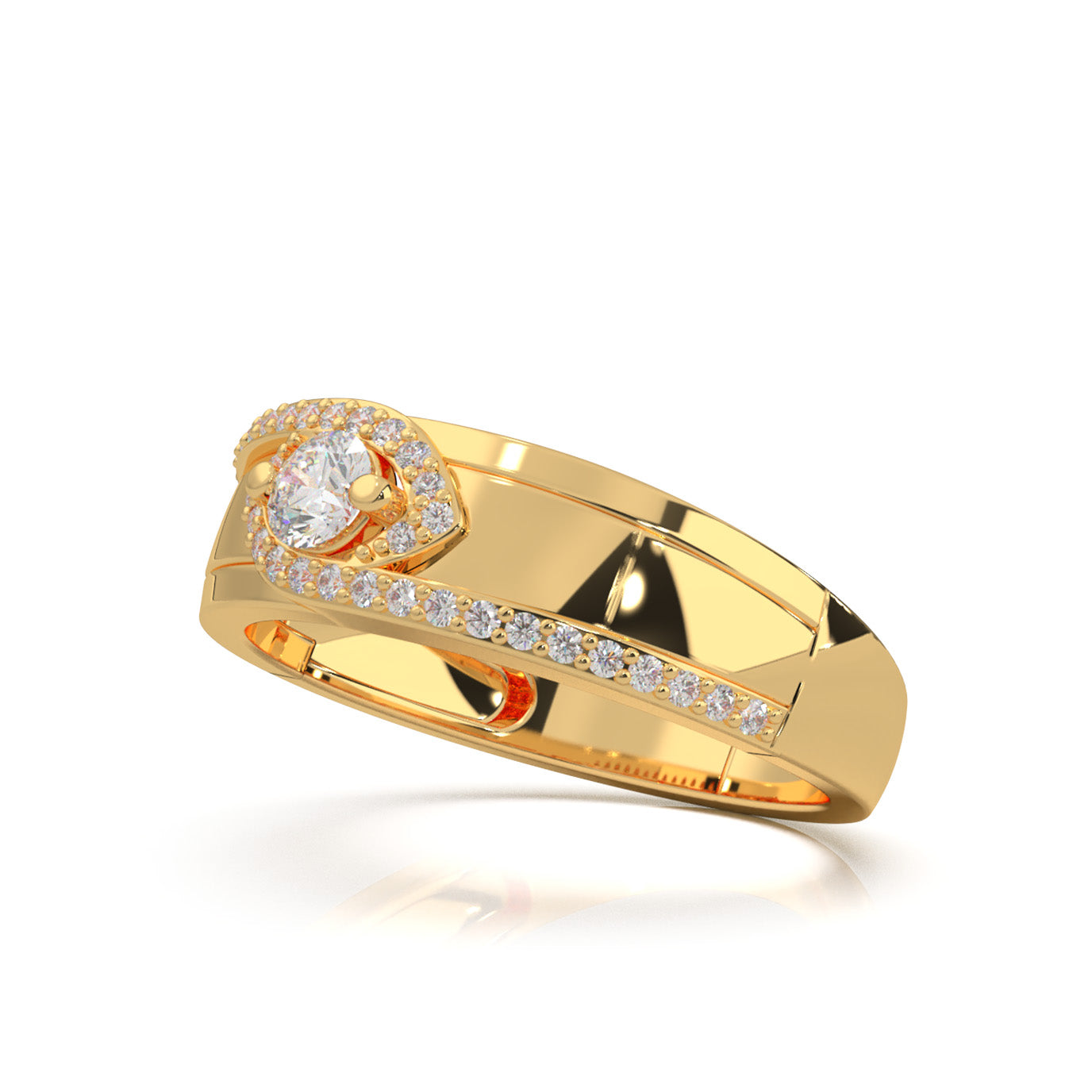 0.40 ct Moissanite Eye Twist Couples Ring Mens Engagement in 10k Yellow Gold