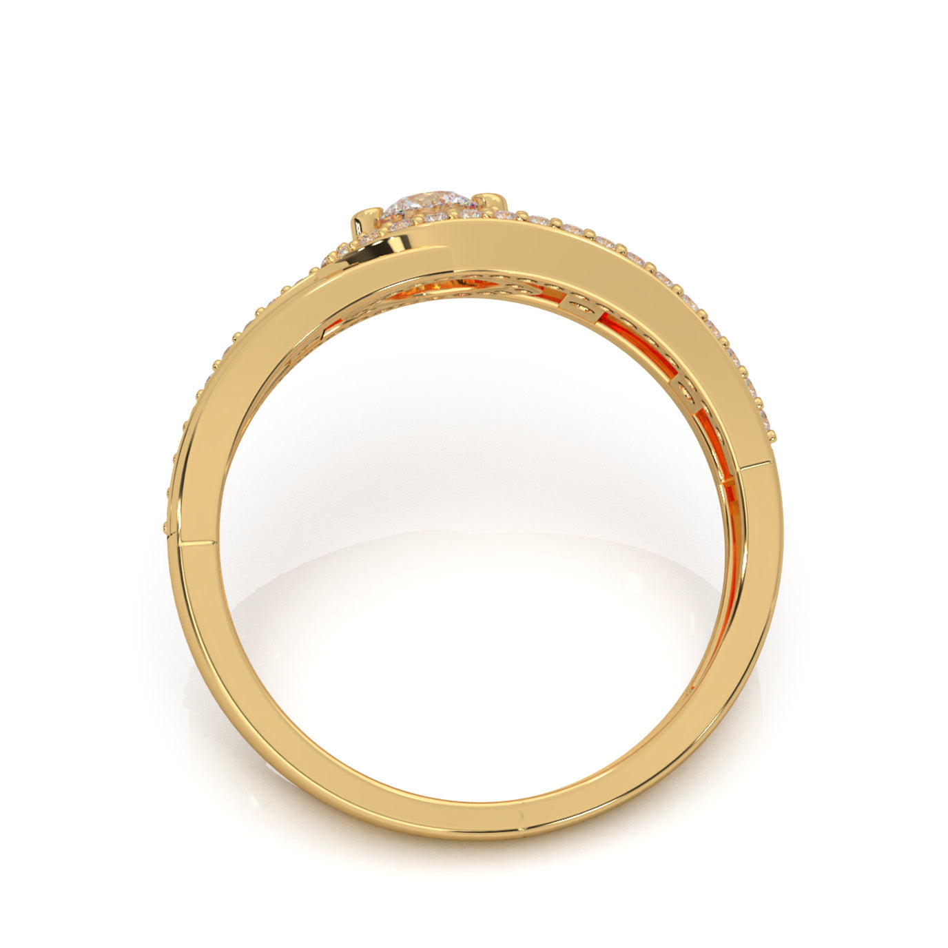 0.40 ct Moissanite Eye Twist Couples Ring Mens Engagement in 10k Yellow Gold