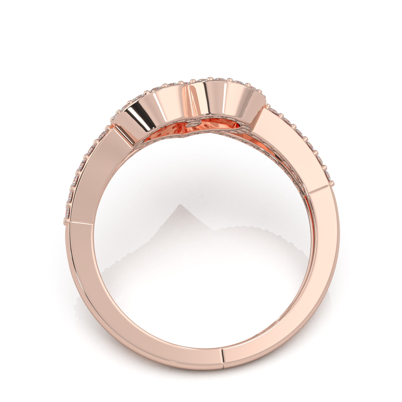0.66 ct Natural Diamond Layered Heart Promise Ring in 14k Rose Gold