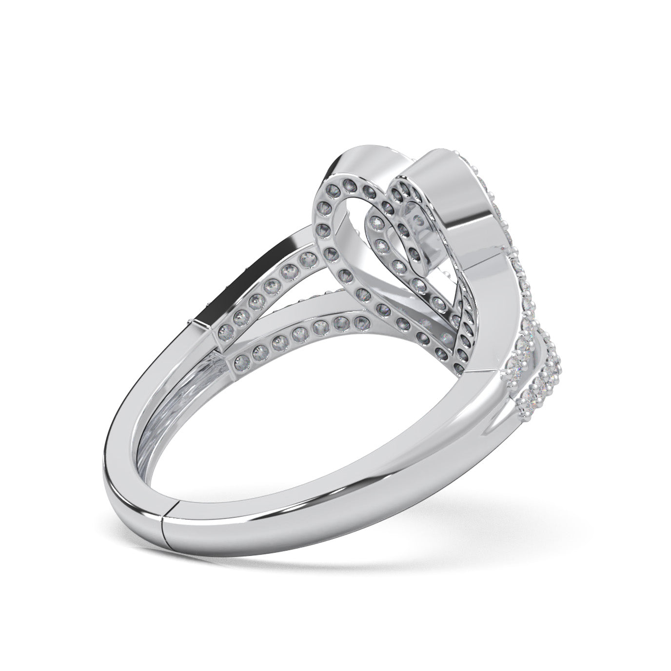 0.66 ct Moissanite Layered Heart Promise Ring in 14k White Gold