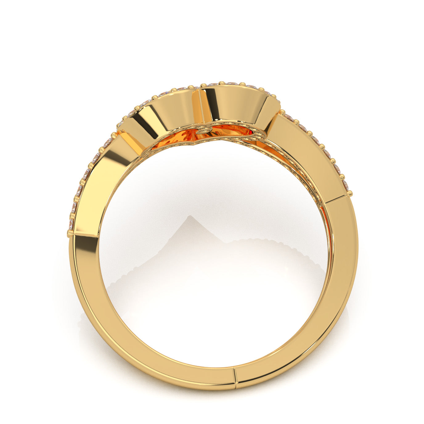 0.66 ct Natural Diamond Layered Heart Promise Ring in 14k Yellow Gold