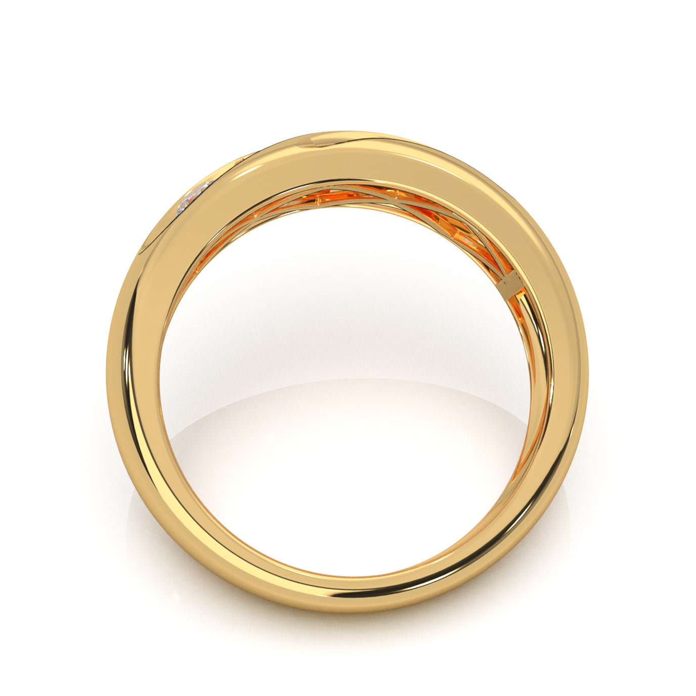 0.60 ct Moissanite Round Cut 5 Stone Twisted Mens Wedding Band in 14k Yellow Gold