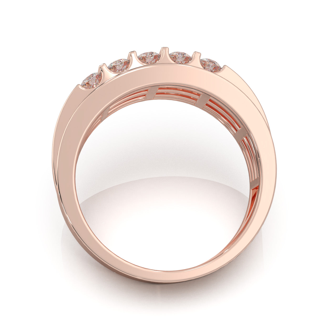 1.00 ct Moissanite Classic Bar & Channel Set Mens Wedding Band in 14k Rose Gold