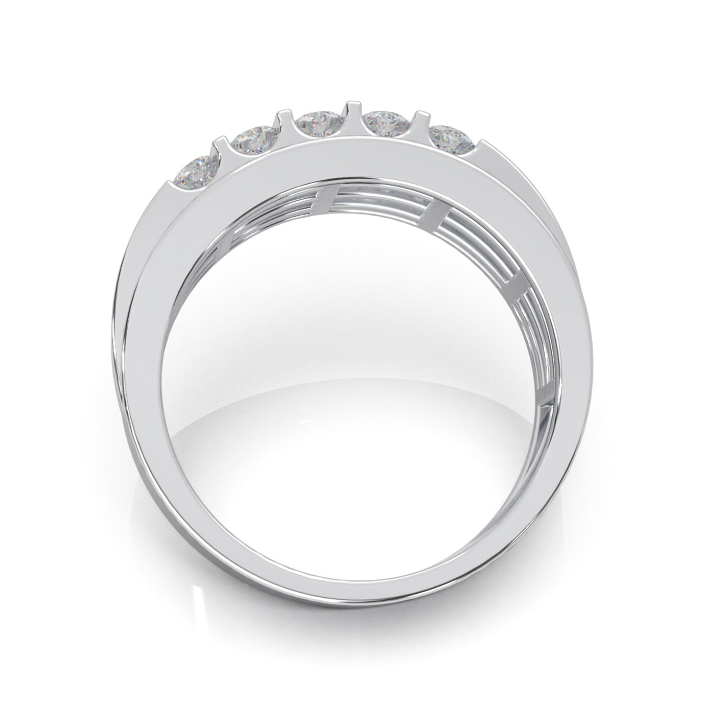 1.00 ct Moissanite Classic Bar & Channel Set Mens Wedding Band in 10k White Gold