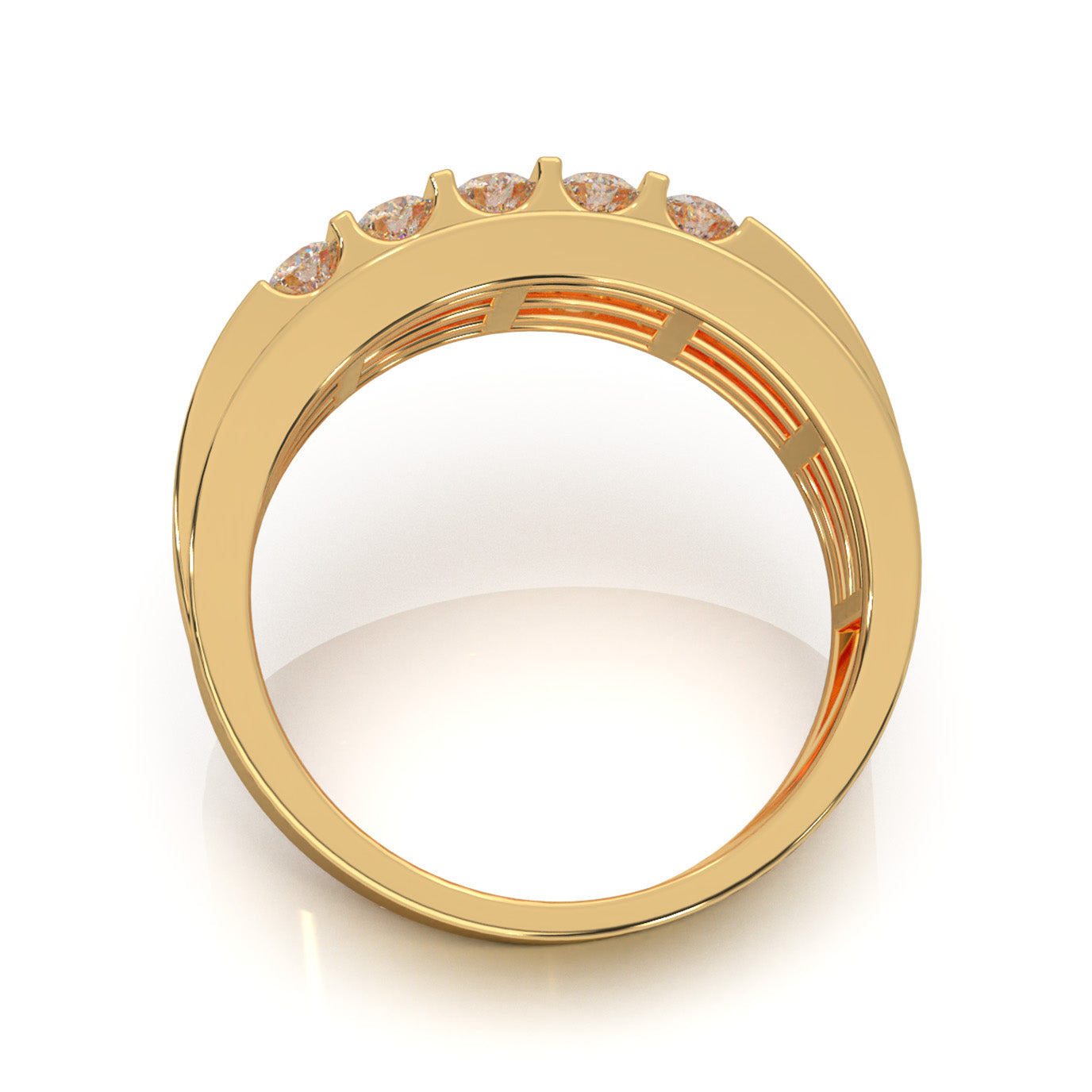 1.00 ct Moissanite Classic Bar & Channel Set Mens Wedding Band in 10k Yellow Gold