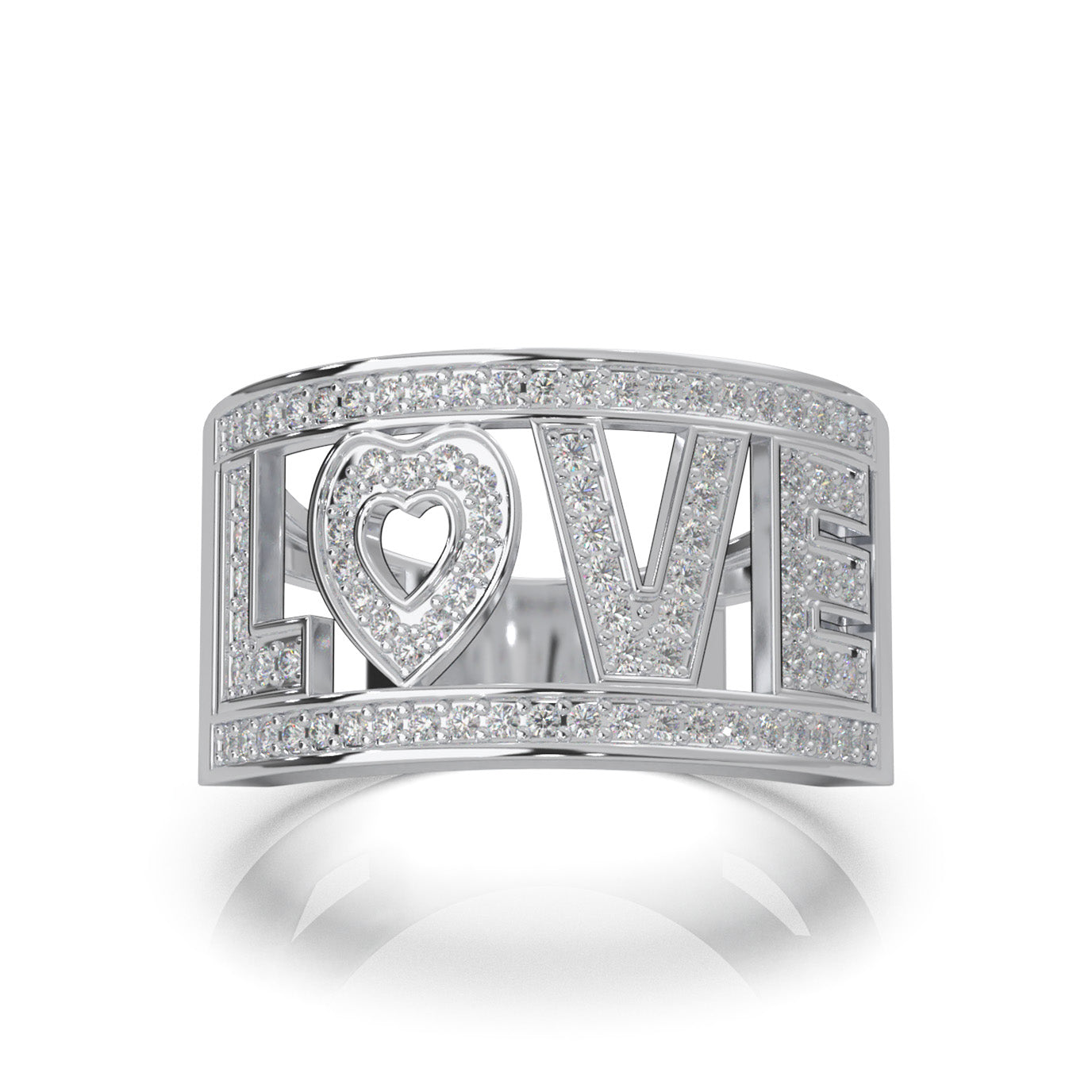 0.50 ct Natural Diamond LOVE Text Wedding Band in 10k White Gold
