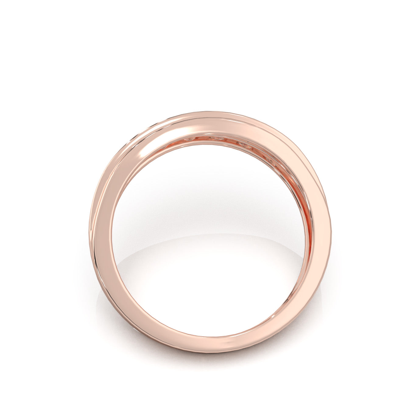 0.60 ct Natural Diamond Round Cut Raised Womens Wedding Band in 14k Rose Gold