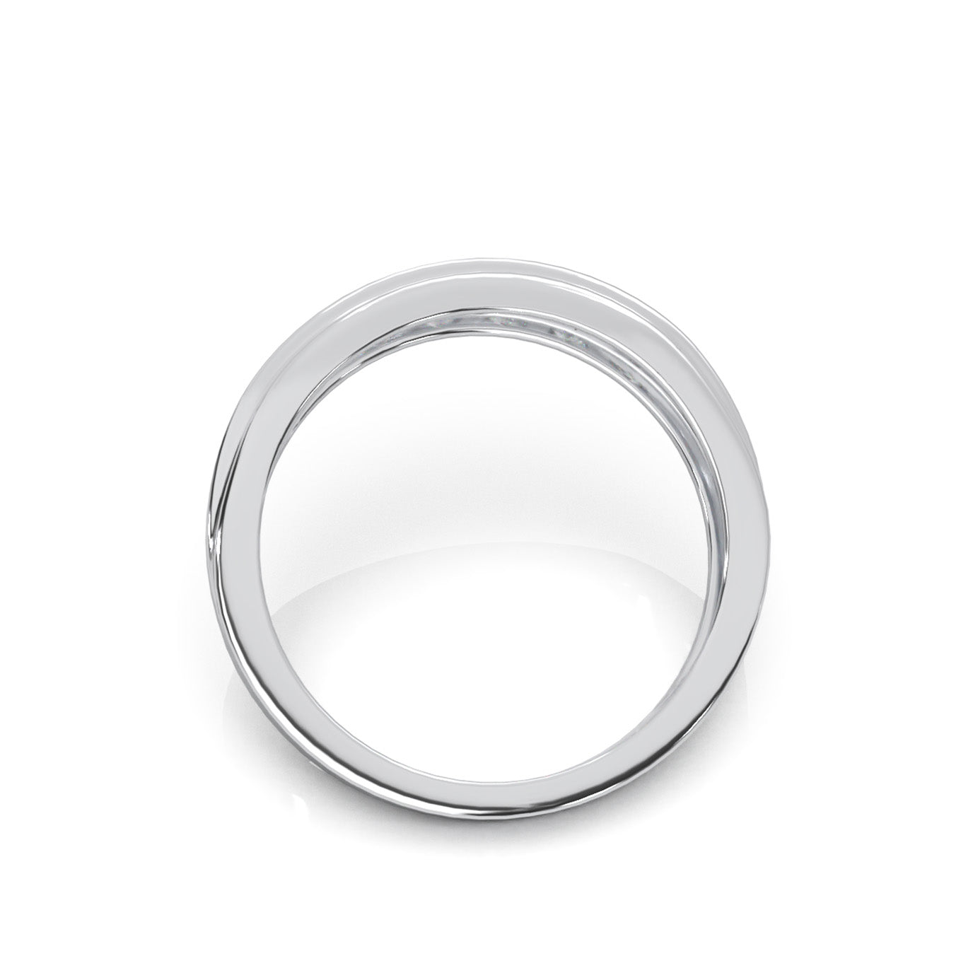 0.60 ct Moissanite Round Cut Raised Womens Wedding Band in 10k White Gold