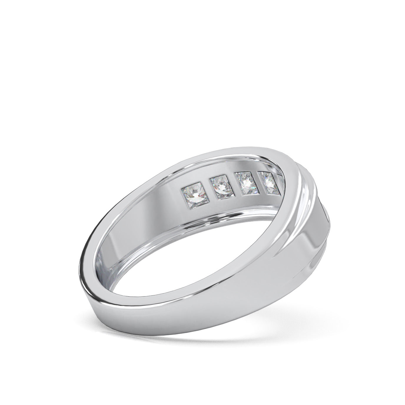 0.60 ct Moissanite Round Cut Raised Womens Wedding Band in 14k White Gold