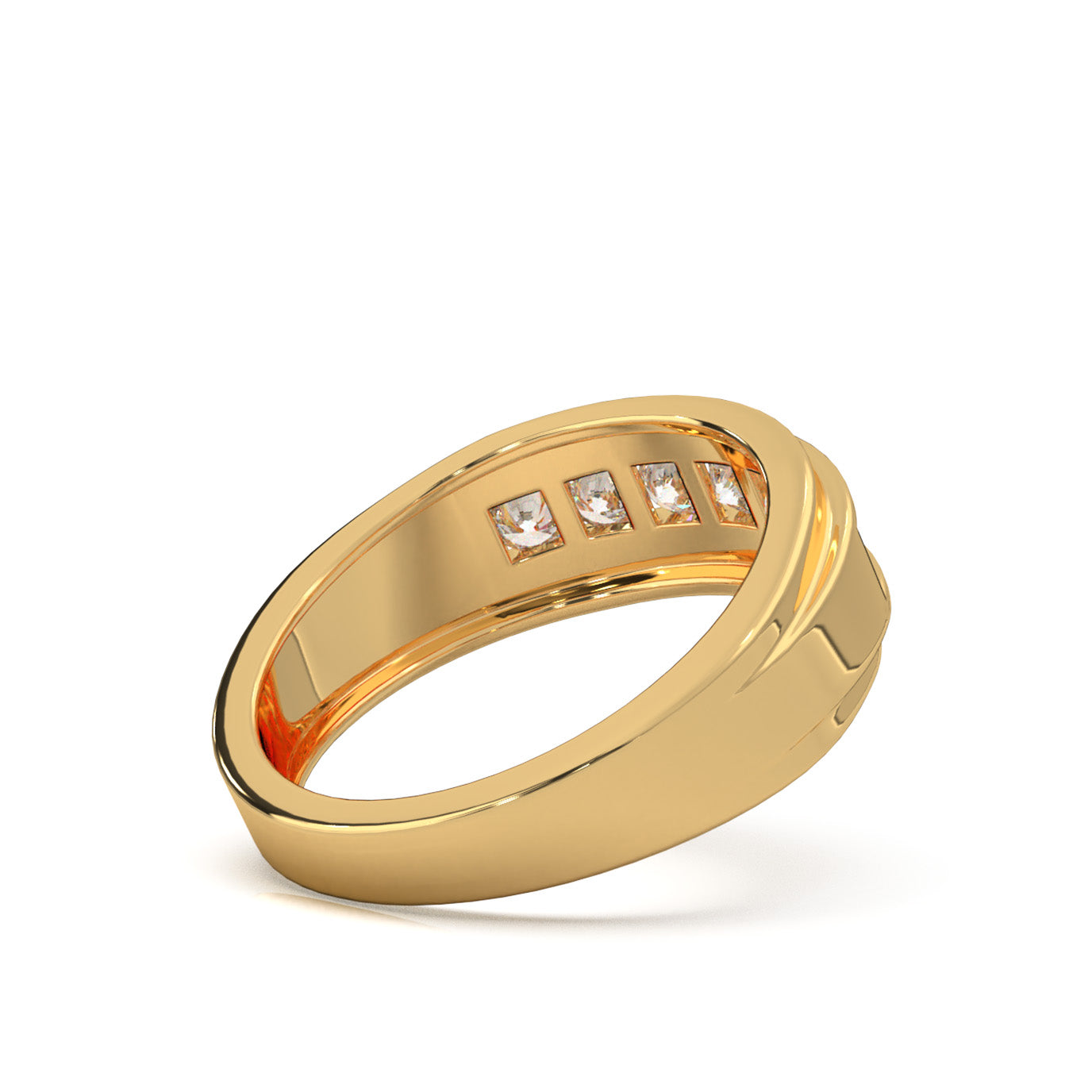 0.60 ct Natural Diamond Round Cut Raised Womens Wedding Band in 10k Yellow Gold