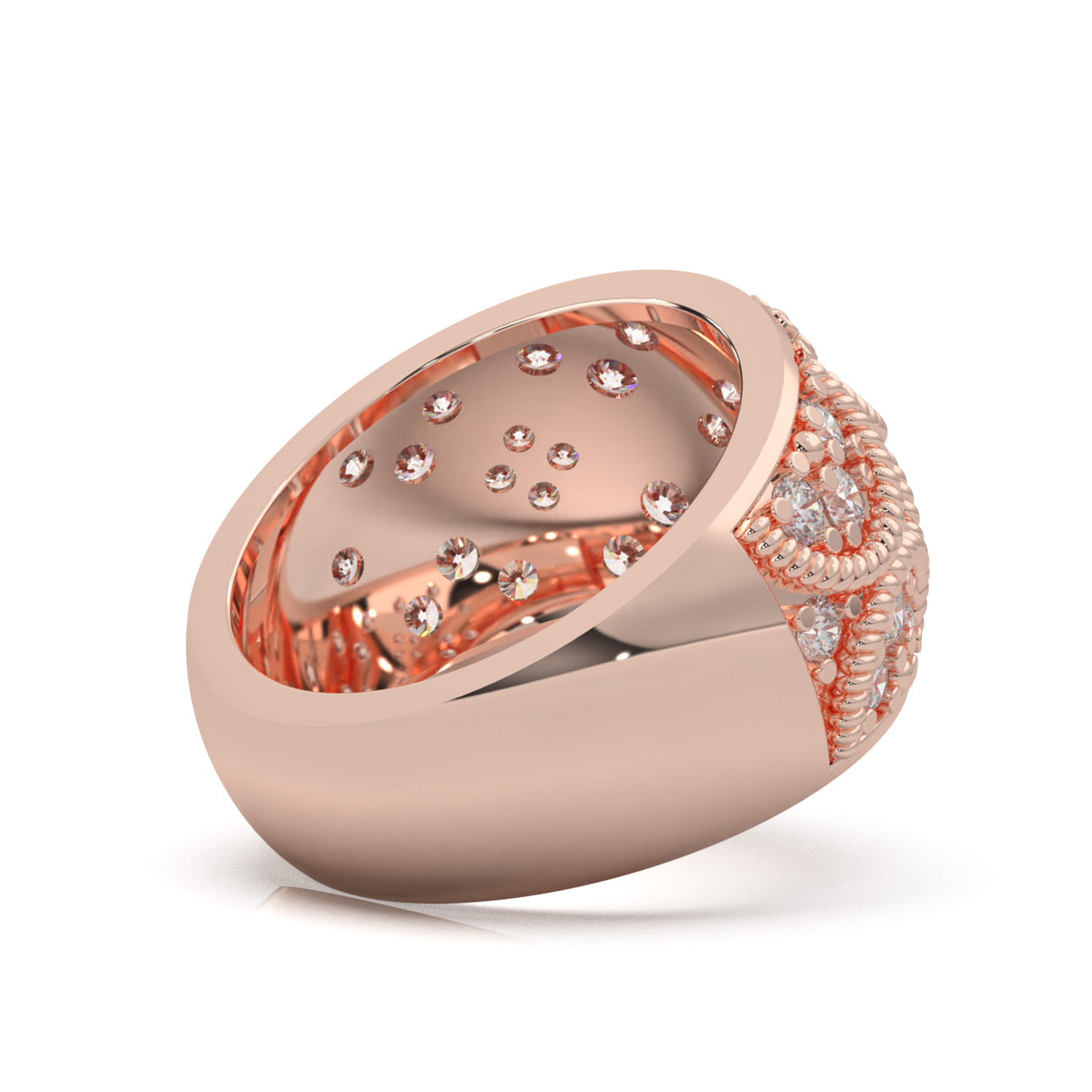 1.60 ct Moissanite Round Cut Vintage Pattened Womens Wedding Band in 14k Rose Gold