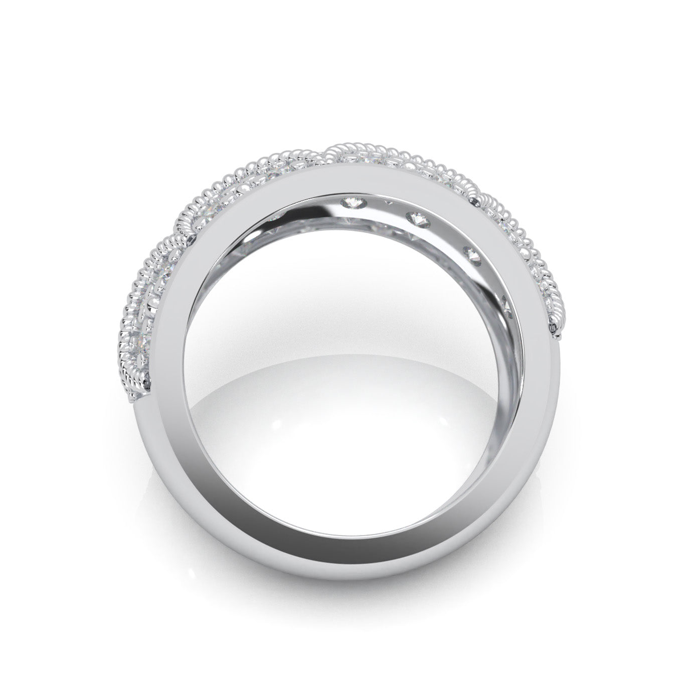 1.60 ct Natural Diamond Round Cut Vintage Pattened Womens Wedding Band in 14k White Gold