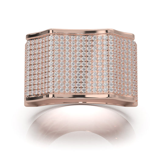 2.10 ct Moissanite Round Cut Micropave Mens Band in 10k Rose Gold